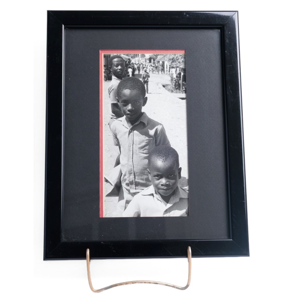 Vintage Black & White Photo Three Black Children Street Portrait Framed Wall Art